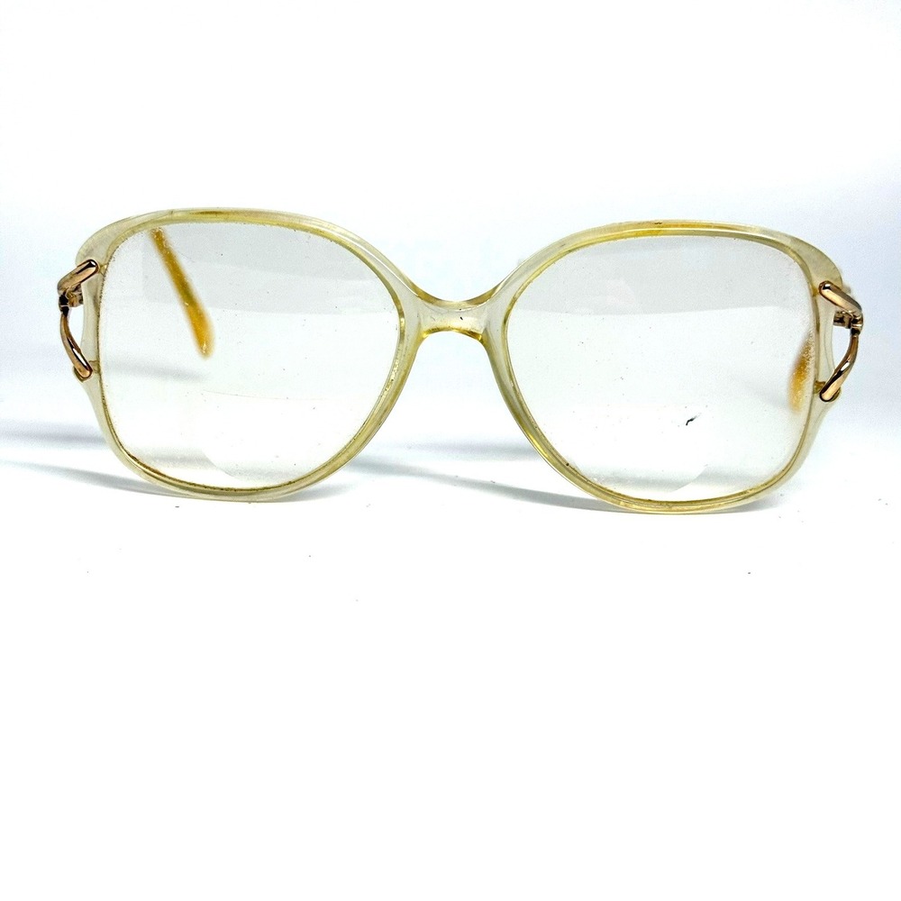 Vintage Oversized Clear Gold Butterfly Eyeglass Frames 130MM 520 CHA 80s Style